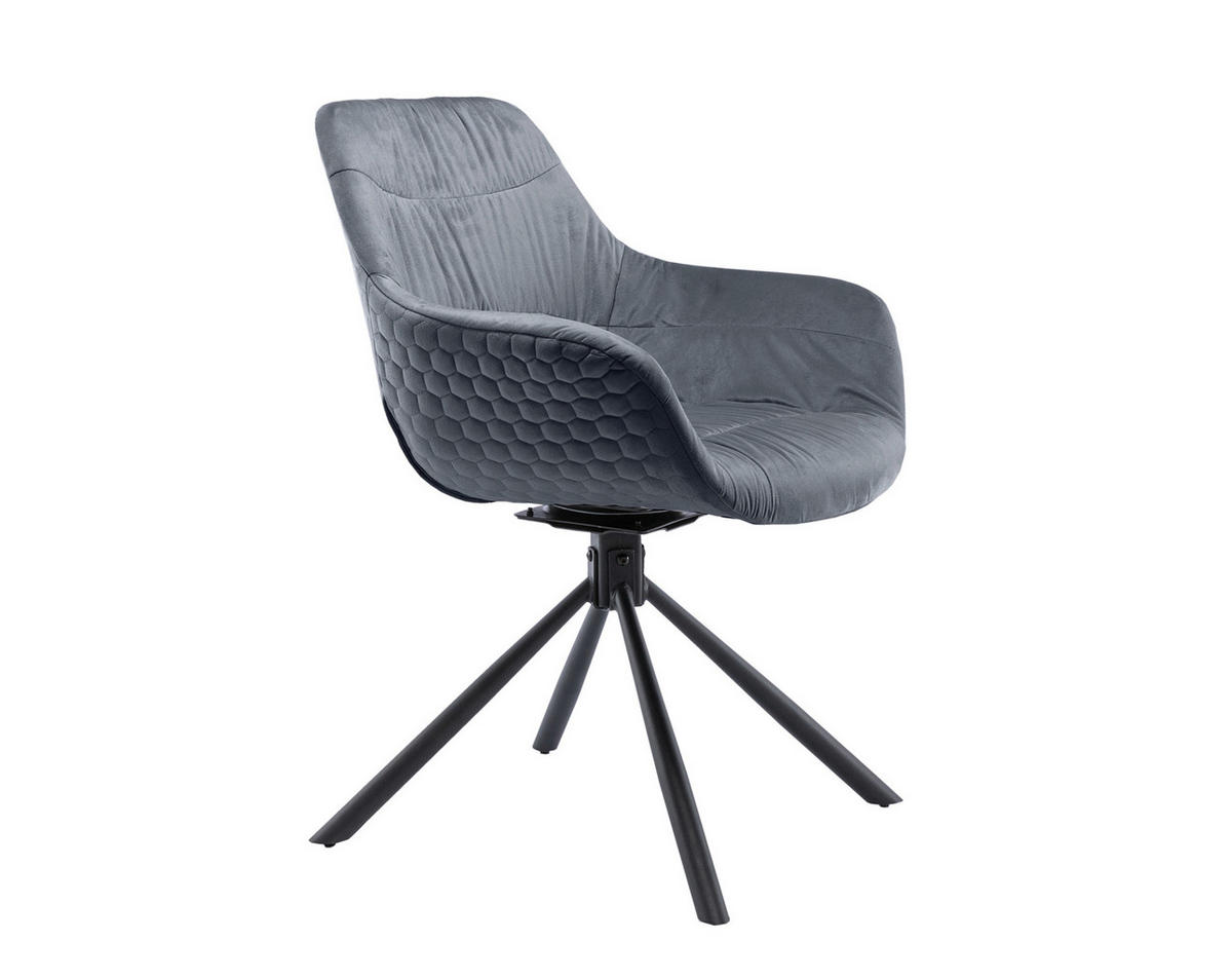 ARMLEHNSTUHL  in Samt  - Schwarz/Grau, MODERN, Textil/Metall (64/82/63cm) - Livetastic