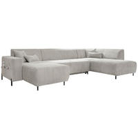 WOHNLANDSCHAFT Beige Cord  - Beige/Schwarz, Textil/Metall (165/330/192cm) - MID.YOU