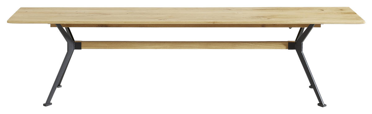 SITZBANK 180/45/35 cm Schwarz, Eichefarben Eiche Hartholz  - Eichefarben/Schwarz, Natur, Holz/Metall (180/45/35cm) - Linea Natura