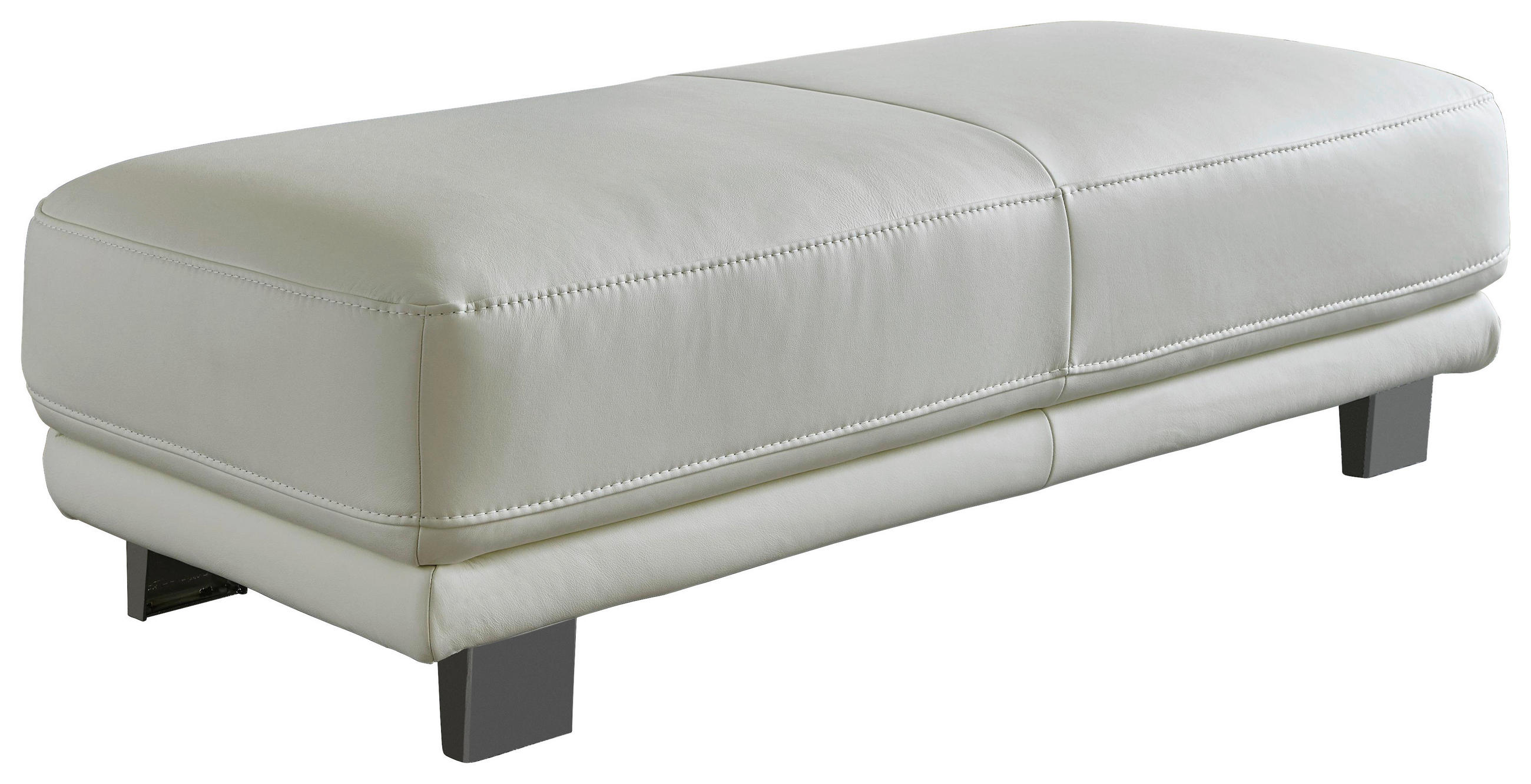 HOCKER Echtleder Weiß  - Chromfarben/Weiß, Design, Leder/Metall (122/45/68cm) - Valdera