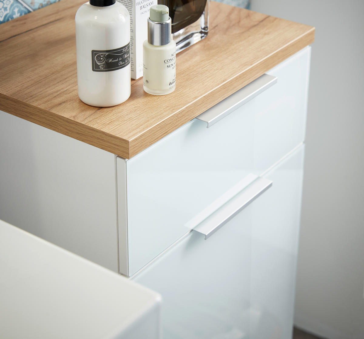 UNTERSCHRANK 39/86/34 cm   - Edelstahlfarben/Eichefarben, Design, Glas/Holzwerkstoff (39/86/34cm) - Germania