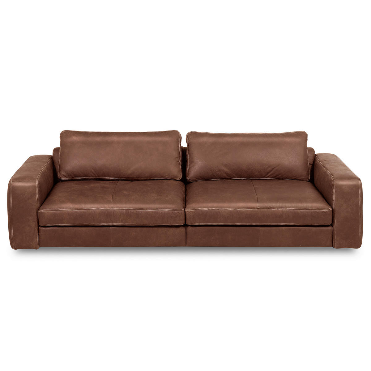 3-SITZER-SOFA  in Echtleder Braun   - Beige/Schwarz, Design, Leder/Kunststoff (300/85/123cm) - Livetastic