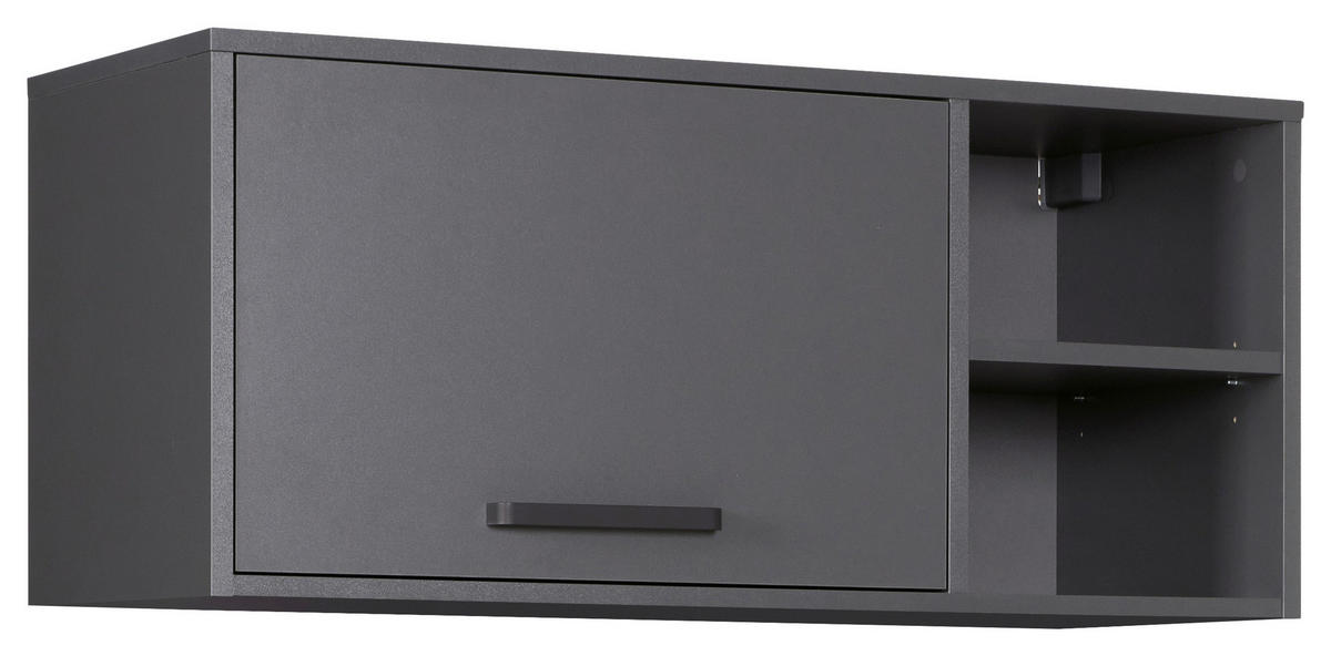 KÜCHENOBERSCHRANK 99/44/40 cm  in Anthrazit  - Anthrazit/Schwarz, MODERN, Holzwerkstoff/Metall (99/44/40cm) - home24