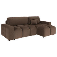 ECKSOFA Luki Graubraun Mikrofaser  - Graubraun/Schwarz, Design, Kunststoff/Textil (233/142cm) - Livetastic