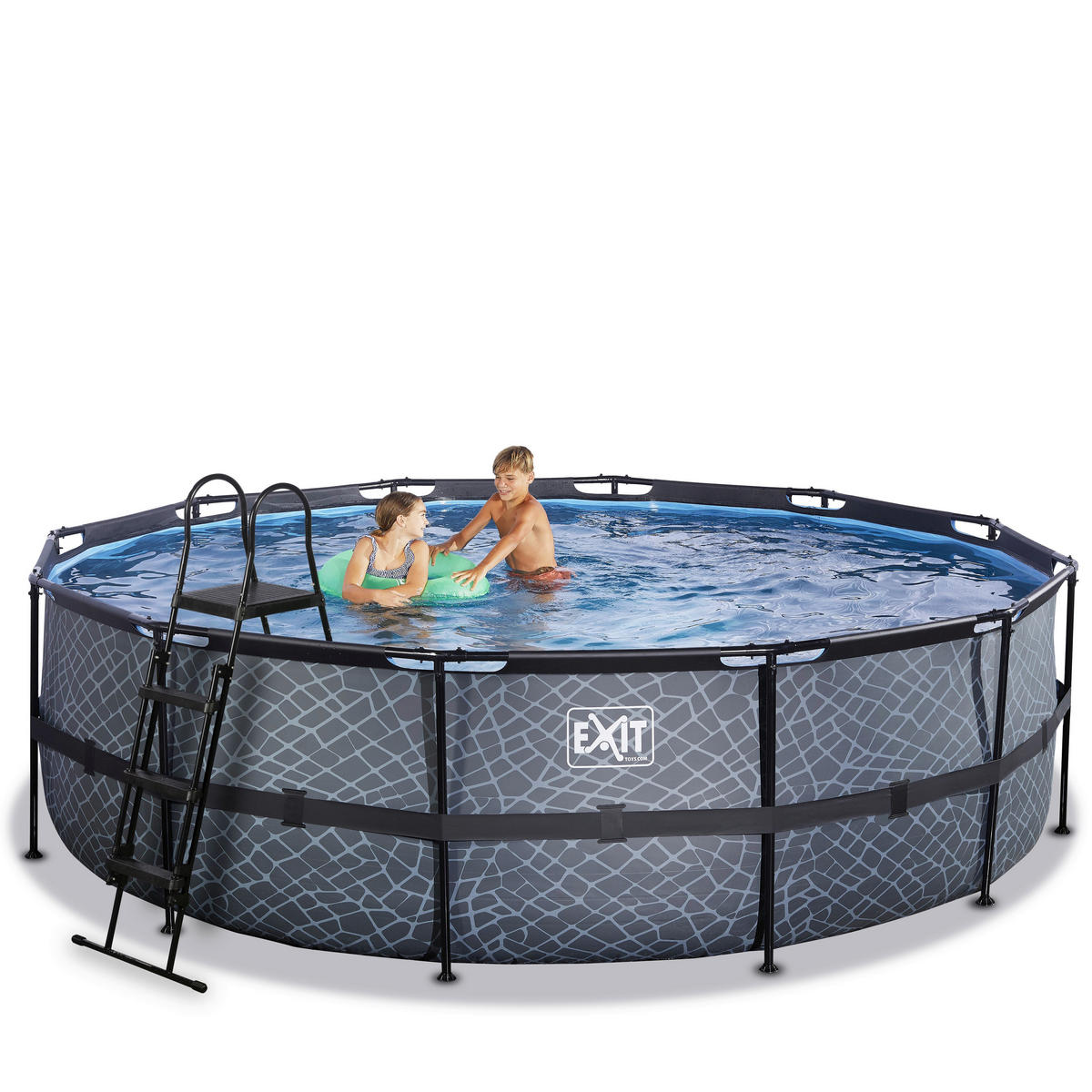 EXIT POOL STONE 488X122 488/122 cm  - Grau, KONVENTIONELL, Metall (488/122cm) - EXIT Toys