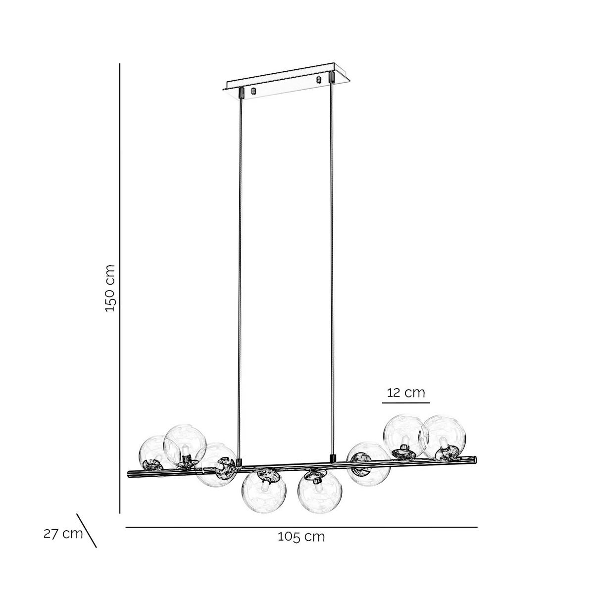 PENDELLEUCHTE 105/27/150 cm  - Chromfarben, Design, Glas/Metall (105/27/150cm)