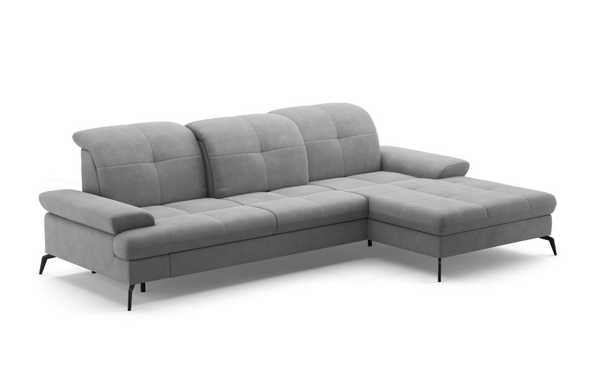 ECKSOFA in Flachgewebe Grau  - Schwarz/Grau, Konventionell, Textil/Metall (279/185cm) - Sit & More
