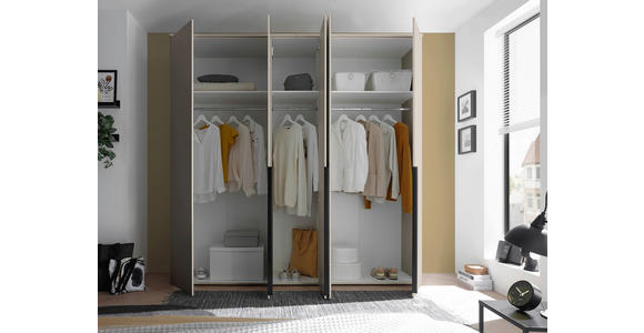 DREHTÜRENSCHRANK  in Kaschmir  - Kaschmir/Schwarz, MODERN, Glas/Holzwerkstoff (225/225/52cm) - Carryhome