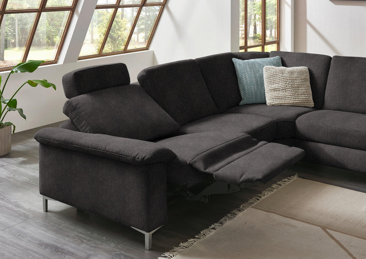 WOHNLANDSCHAFT in Chenille Graubraun  - Graubraun/Alufarben, Design, Textil/Metall (265/333/170cm) - Dieter Knoll