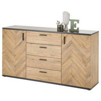 KOMODA  154/83/38 cm  boja hrasta  - boja hrasta/crna, Konvencionalno, pločasti materijal/plastika (154/83/38cm) - MID.YOU