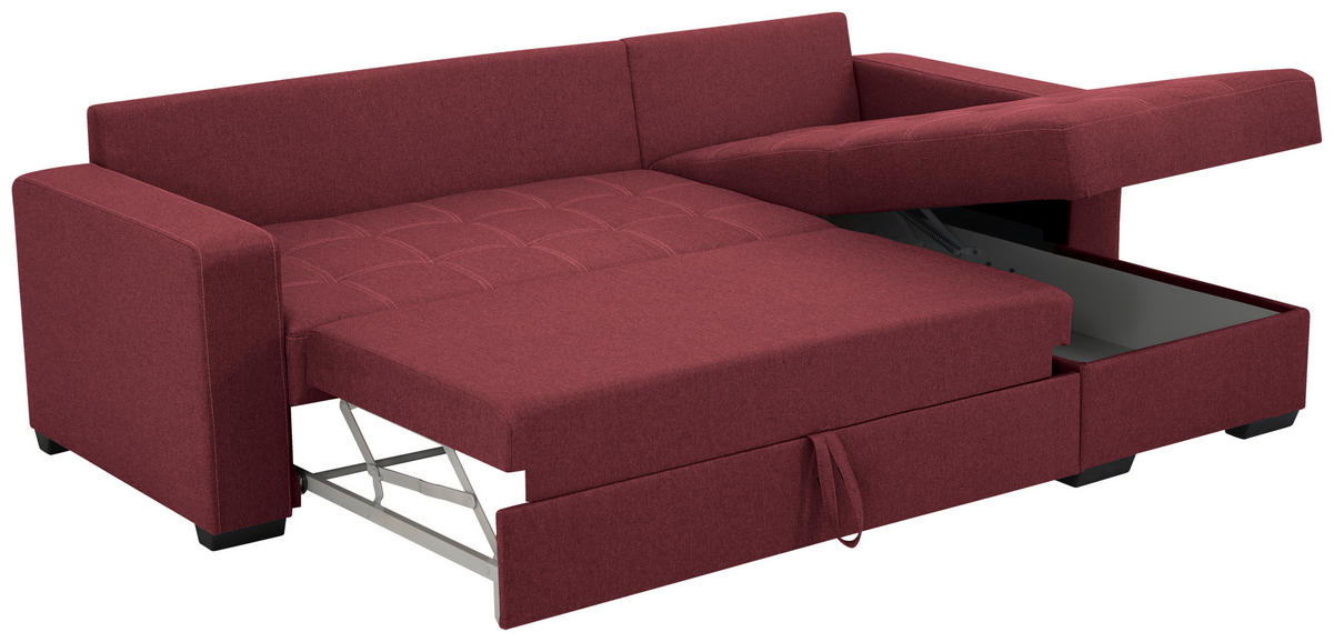 ECKSCHLAFSOFA in Mikrofaser Rot  - Rot/Schwarz, Design, Kunststoff/Textil (240/160cm) - Livetastic