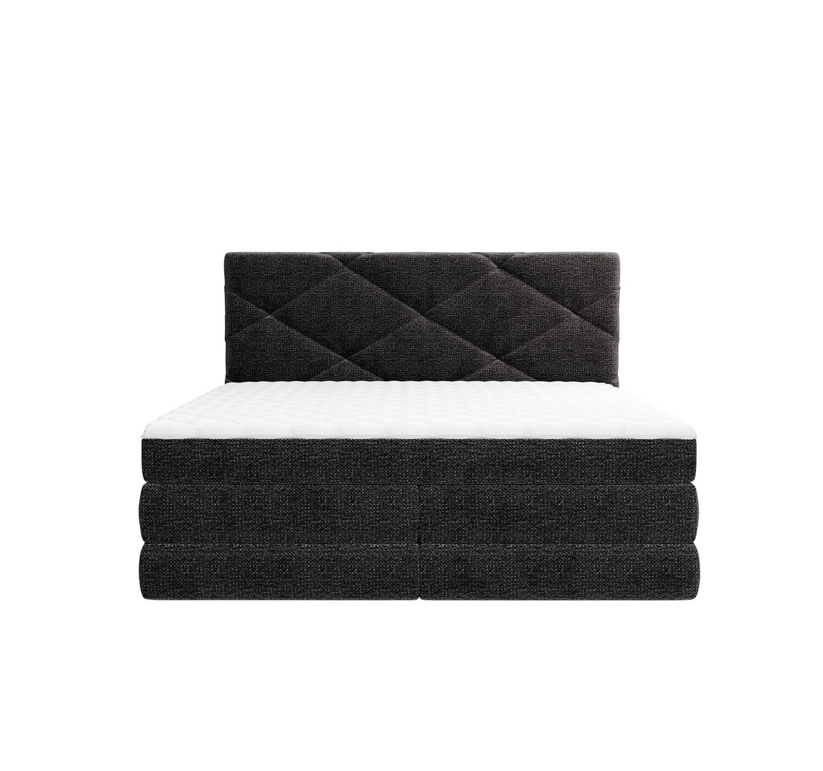 BOXSPRINGBETT 140/200 cm,  in Schwarz, Bettkasten, Matratzen, H3 + H4 = fest + sehr fest  - Schwarz, KONVENTIONELL, Kunststoff/Textil (140/200cm) - Carryhome