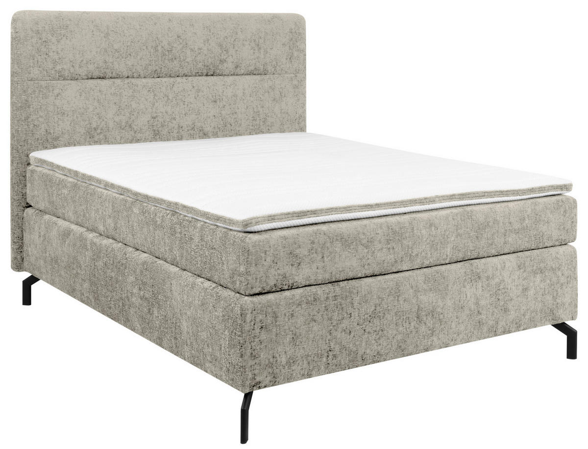 BOXSPRINGBETT 140/200 cm  in Hellgrau  - Hellgrau/Schwarz, Design, Textil/Metall (140/200cm) - Esposa