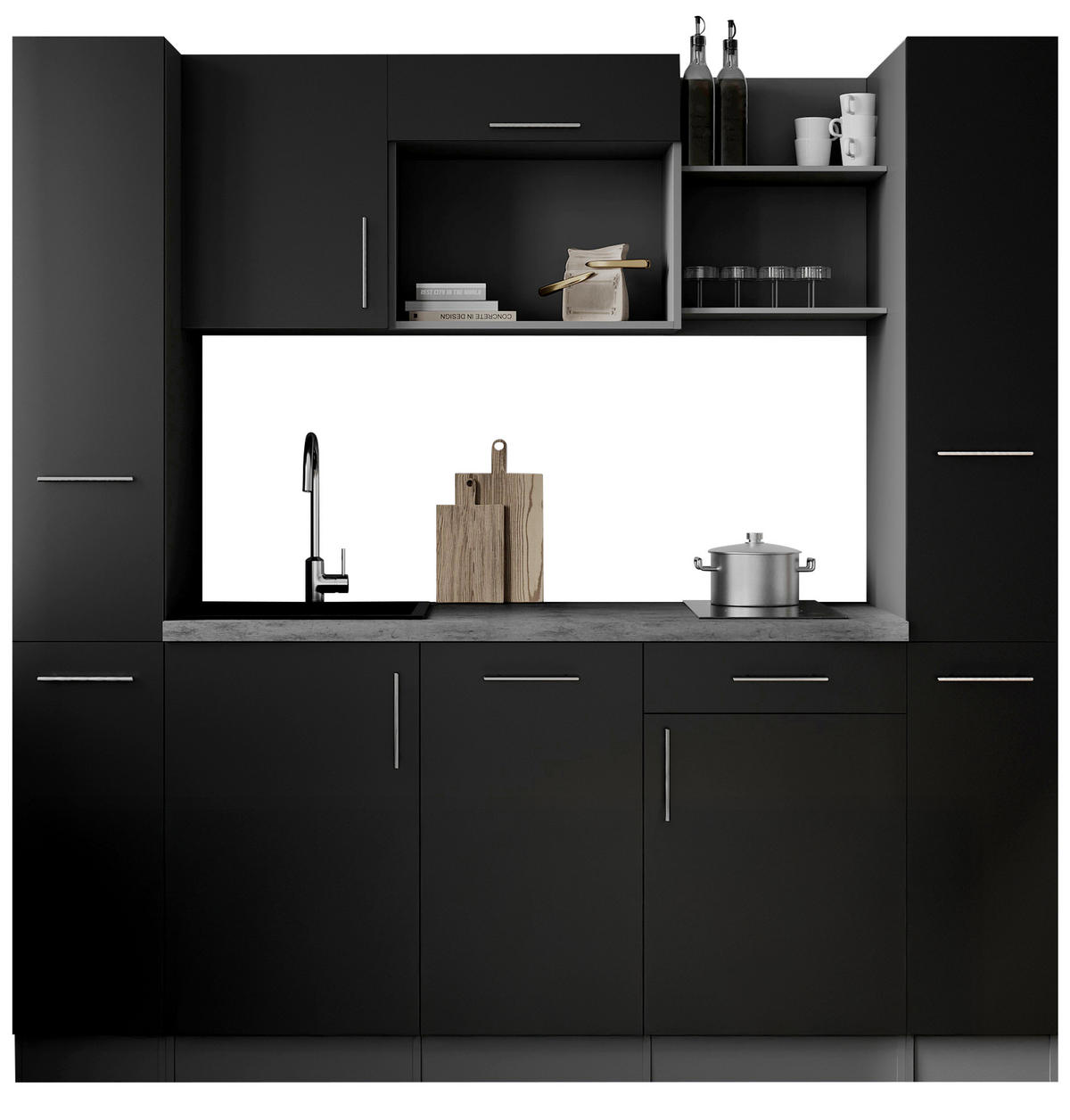 MODULKÖK 205 cm   i svart  - grå/svart, Trend, metall/trämaterial (205cm) - Respekta