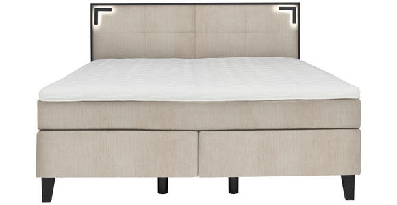 BOXSPRINGBETT 160/200 cm  in Taupe  - Taupe/Schwarz, Design, Holz/Textil (160/200cm) - Hom`in