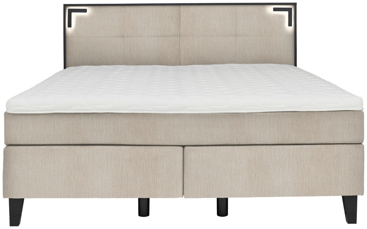 BOXSPRINGBETT 160/200 cm  in Taupe  - Taupe/Schwarz, Design, Holz/Textil (160/200cm) - Hom`in