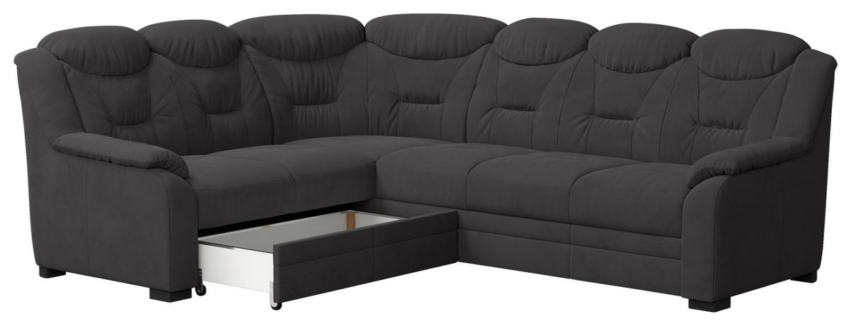 ECKSOFA Anthrazit Mikrofaser  - Anthrazit/Schwarz, Basics, Kunststoff/Textil (211/263cm) - MID.YOU
