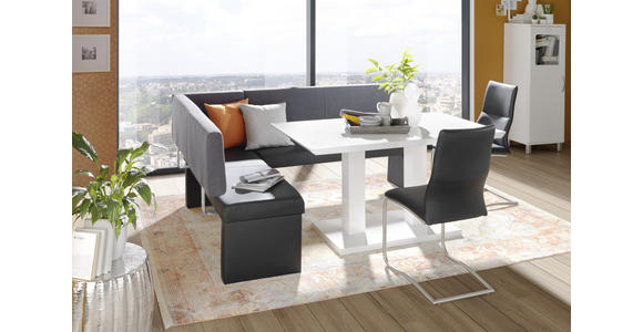 ECKBANK 148/196 cm in Grau, Schwarz - Schwarz/Grau, KONVENTIONELL, Textil/Metall (148/196cm) - Carryhome
