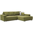 ECKSOFA in Samt Grün  - Silberfarben/Grün, Design, Holz/Textil (293/195cm) - Cantus