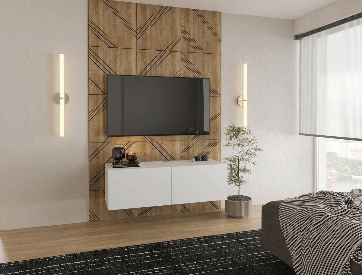 TV-BÄNK Newniq  i 120/36,7/45 cm  - vit, Design, trämaterial (120/36,7/45cm) - Hom`in