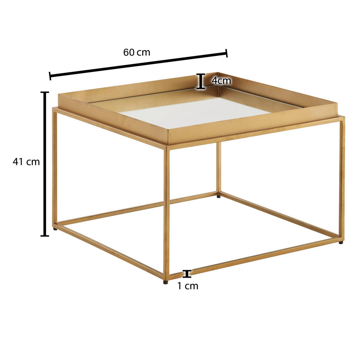 COUCHTISCH in Metall 60/60/41 cm  - Goldfarben, Design, Glas/Metall (60/60/41cm) - MID.YOU