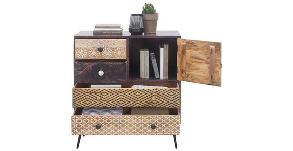 KOMMODE  in 80/90/35 cm  - Goldfarben/Multicolor, LIFESTYLE, Holz/Metall (80/90/35cm) - Landscape