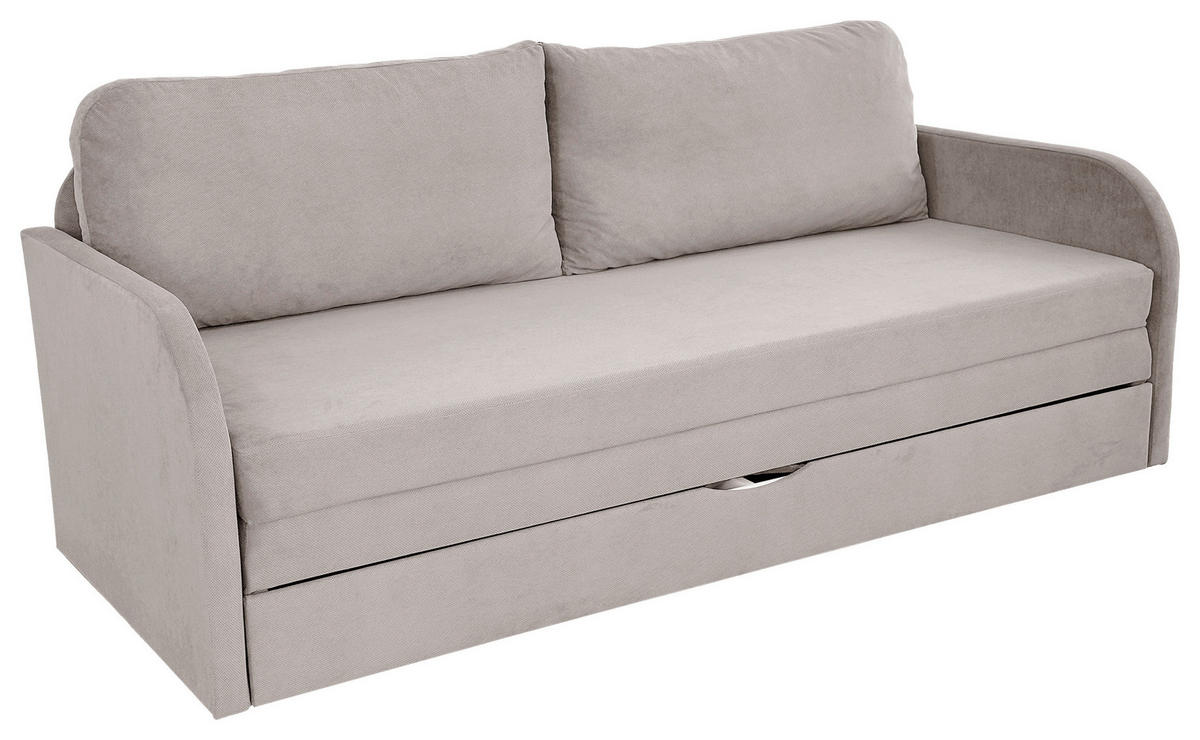 SCHLAFSOFA in Flachgewebe Taupe  - Taupe/Schwarz, Design, Kunststoff/Textil (203/77/86cm) - MID.YOU