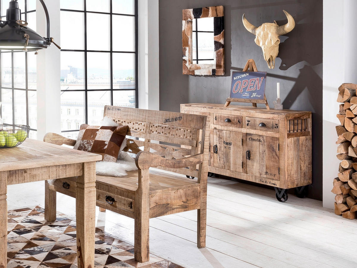 SIDEBOARD  140/86/40 cm 3 Schublade(n)  - Schwarz/Naturfarben, Design, Holz/Metall (140/86/40cm) - MID.YOU