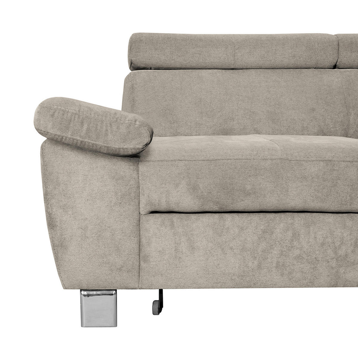 ECKSOFA Hellbraun Mikrofaser  - Chromfarben/Hellbraun, Design, Textil/Metall (248/208cm) - Livetastic