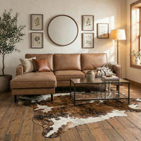 ECKSOFA Beige Echtleder Lederlook Rücken echt  - Beige, Design, Leder/Textil (166/238cm) - Livetastic