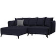 ECKSOFA in Chenille Dunkelblau  - Schwarz/Dunkelblau, LIFESTYLE, Textil/Metall (172/255cm) - Carryhome