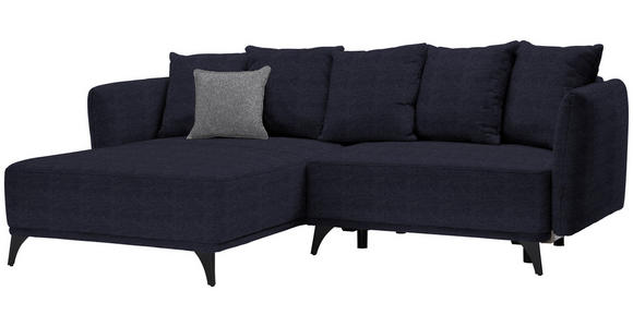 ECKSOFA in Chenille Dunkelblau  - Schwarz/Dunkelblau, LIFESTYLE, Textil/Metall (172/255cm) - Carryhome