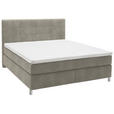 BOXSPRINGBETT 160/200 cm  in Hellbraun  - Chromfarben/Hellbraun, KONVENTIONELL, Kunststoff/Textil (160/200cm) - Voleo