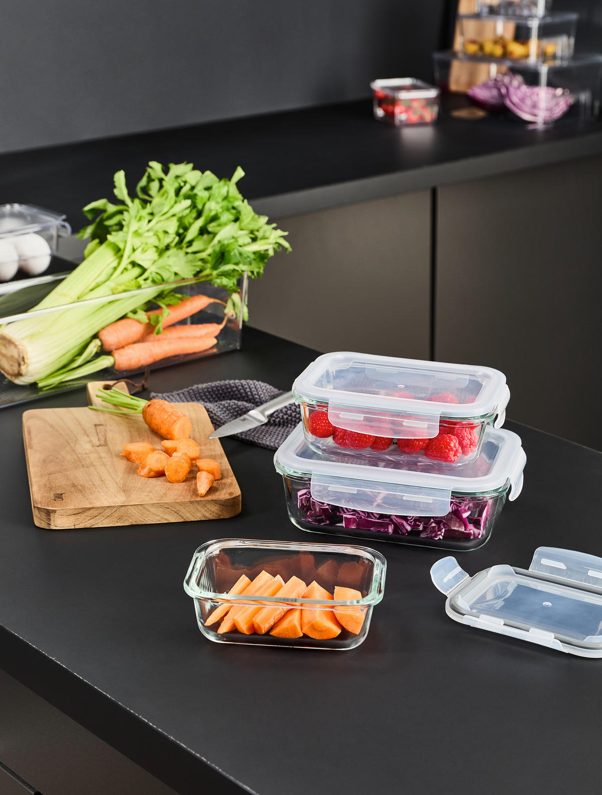 VORRATSDOSENSET 3-teilig  - Klar, Basics, Glas/Kunststoff (21.5/16/14cm) - Homeware Profession.