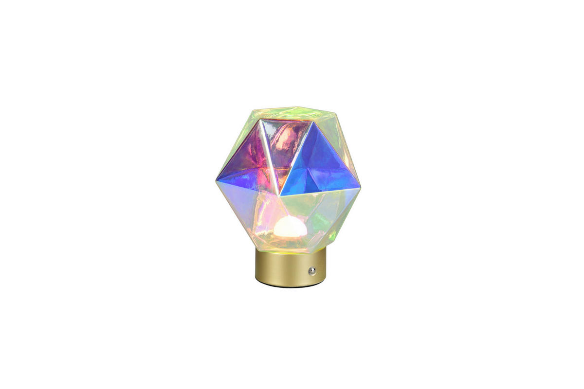 AKKU-TISCHLEUCHTE Stavro 16/17,5 cm   - Goldfarben/Multicolor, LIFESTYLE, Glas/Metall (16/17,5cm)