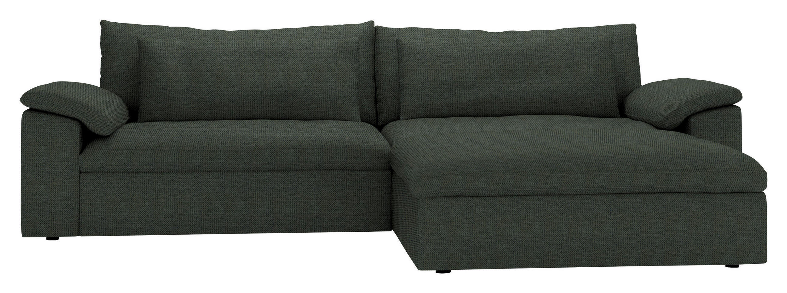 ECKSOFA  Chenille Waldgrün  - Waldgrün/Schwarz, Modern, Kunststoff/Textil (306/198cm) - Carryhome