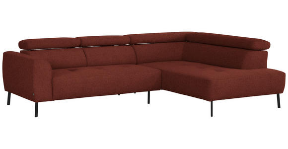 ECKSOFA  in Chenille Rostfarben  280/205 cm  - Rostfarben/Schwarz, Design, Textil/Metall (280/205cm) - Xora