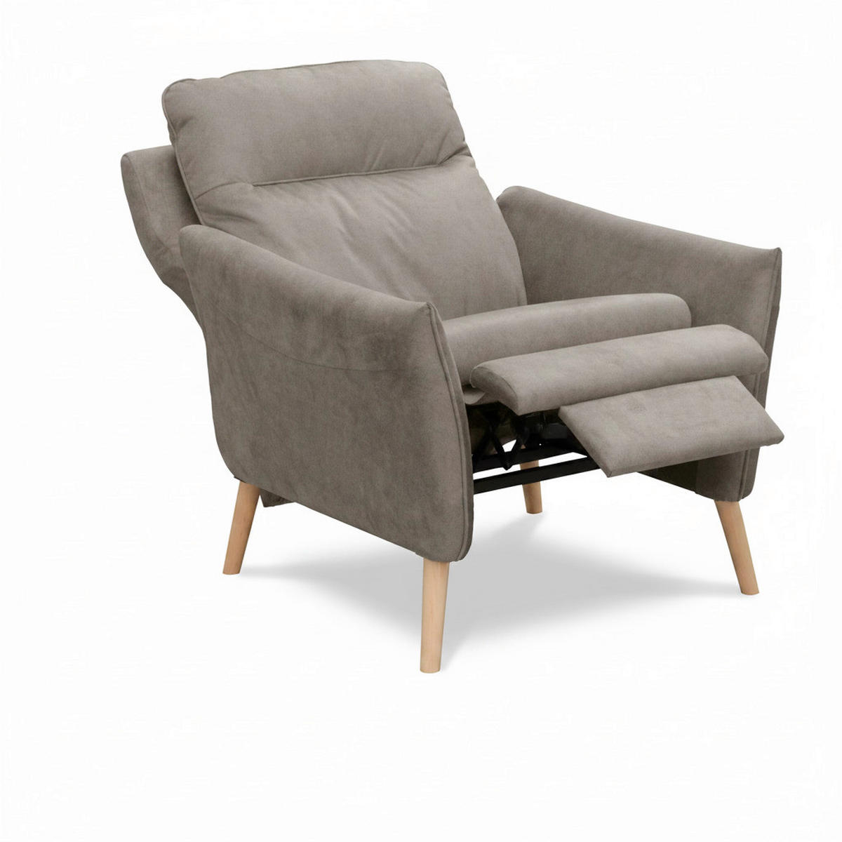 RELAXSESSEL in Textil Taupe  - Taupe/Buchefarben, Design, Holz/Textil (88/110/92cm) - Livetastic