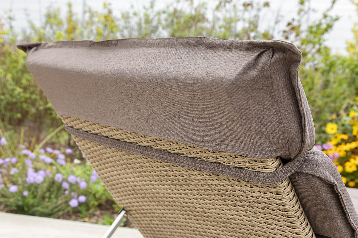 GARTEN-RELAXLIEGE 90/100/208 cm  - Beige/Naturfarben, ROMANTIK / LANDHAUS, Kunststoff/Textil (90/100/208cm) - Gardenson