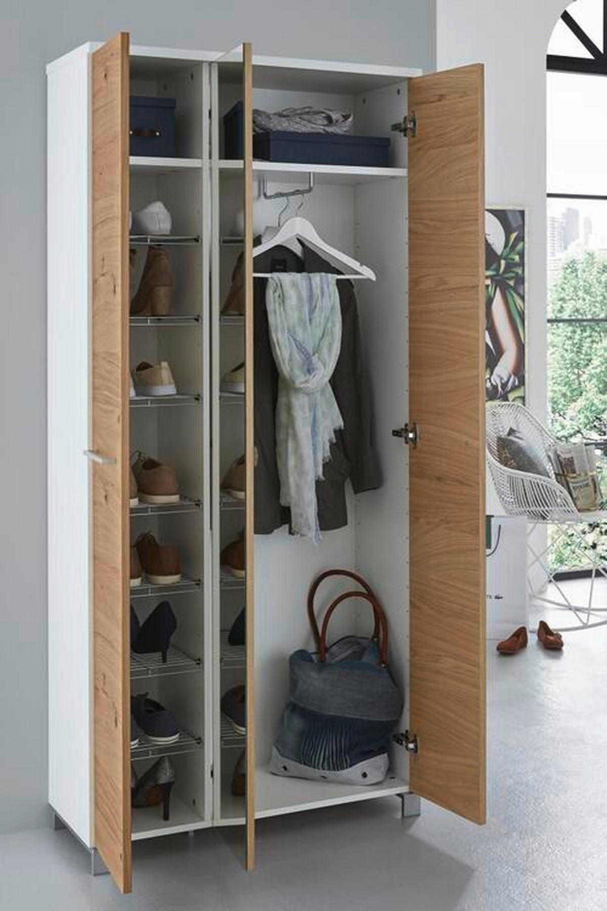 GARDEROBE 5-teilig  in 225/193/31 cm  - Weiss/Eichefarben, Design, Holz/Holzwerkstoff (225/193/31cm) - Dieter Knoll