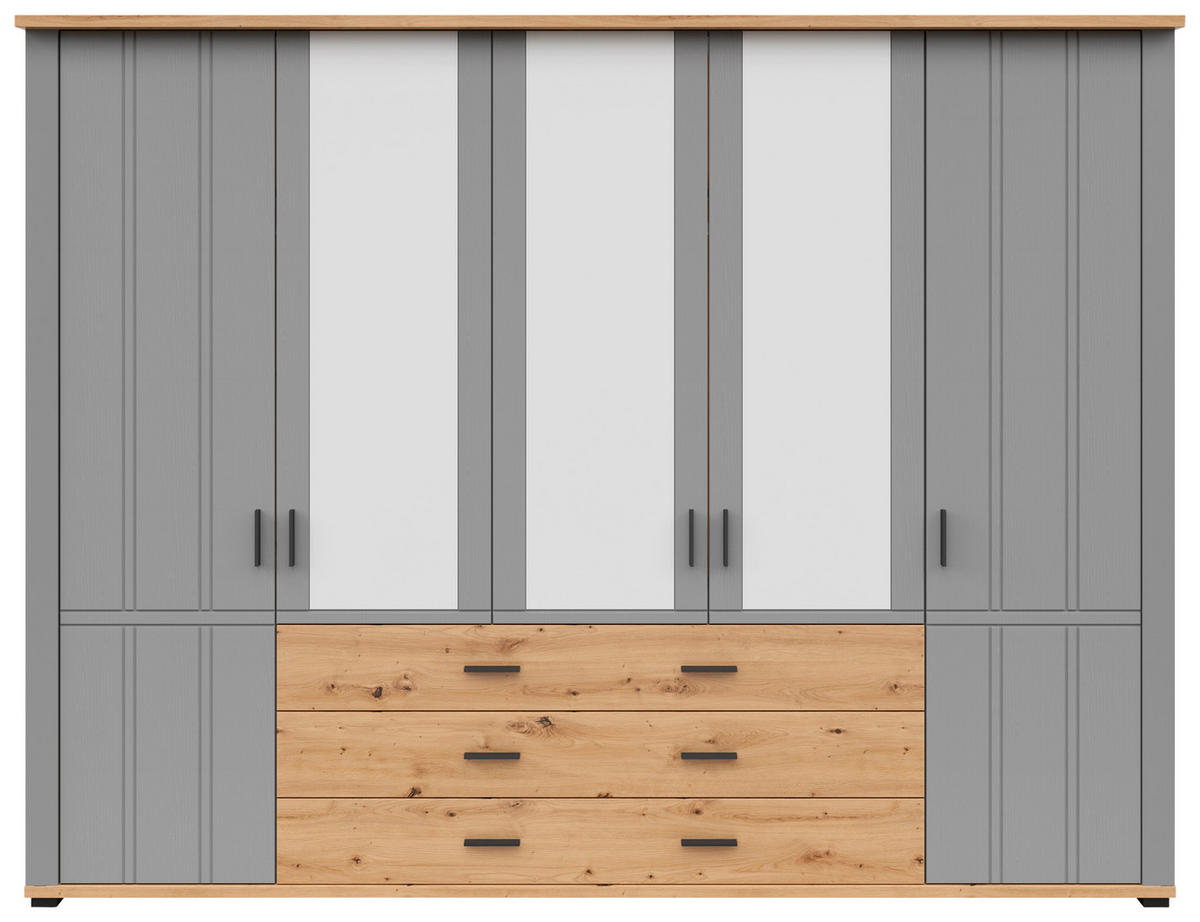 șIFONIER, 267/206/65 cm, gri, stejar Artisan - grafit/stejar Artisan, Konventionell, plastic/sticlă (267/206/65cm) - Hom`in