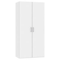 DREHTÜRENSCHRANK 102/195/59 cm,  in Weiß, 2-türig  - Chromfarben/Weiß, Design, Holzwerkstoff (102/195/59cm) - Boxxx