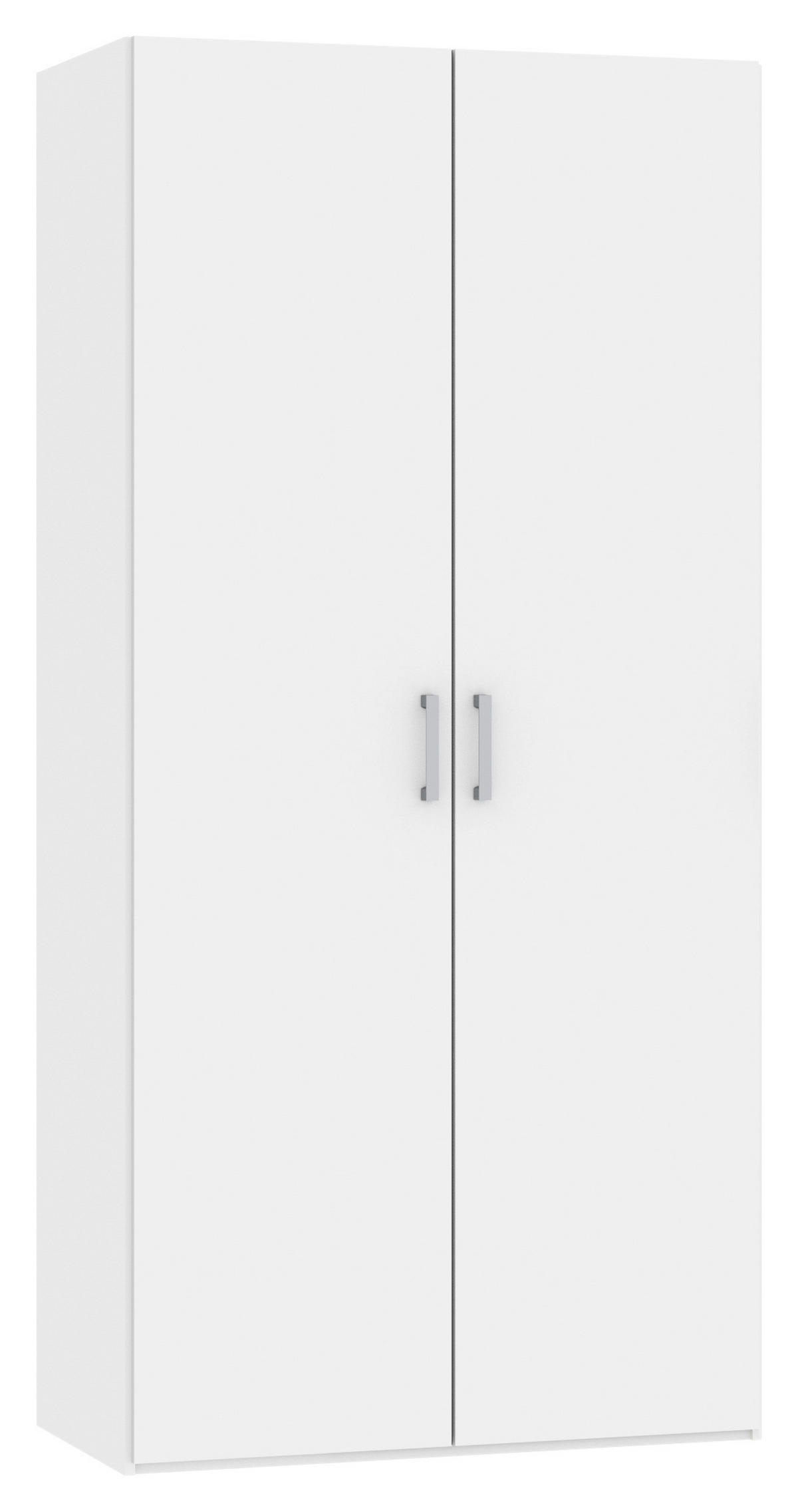 DREHTÜRENSCHRANK 102/195/59 cm,  in Weiß, 2-türig  - Chromfarben/Weiß, Design, Holzwerkstoff (102/195/59cm) - Boxxx