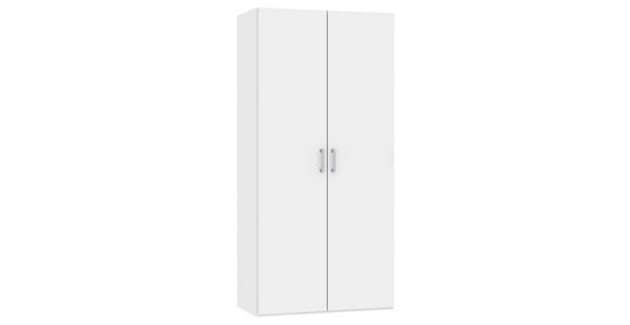 DREHTÜRENSCHRANK  in Weiß  - Chromfarben/Weiß, Design, Holzwerkstoff (102/195/59cm) - Carryhome