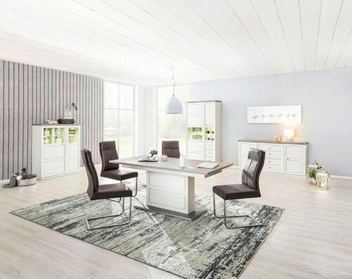 ESSTISCH rechteckig Grau, Weiß  - Weiß/Grau, LIFESTYLE, Holzwerkstoff (160-200/90/76,2cm) - Hom`in