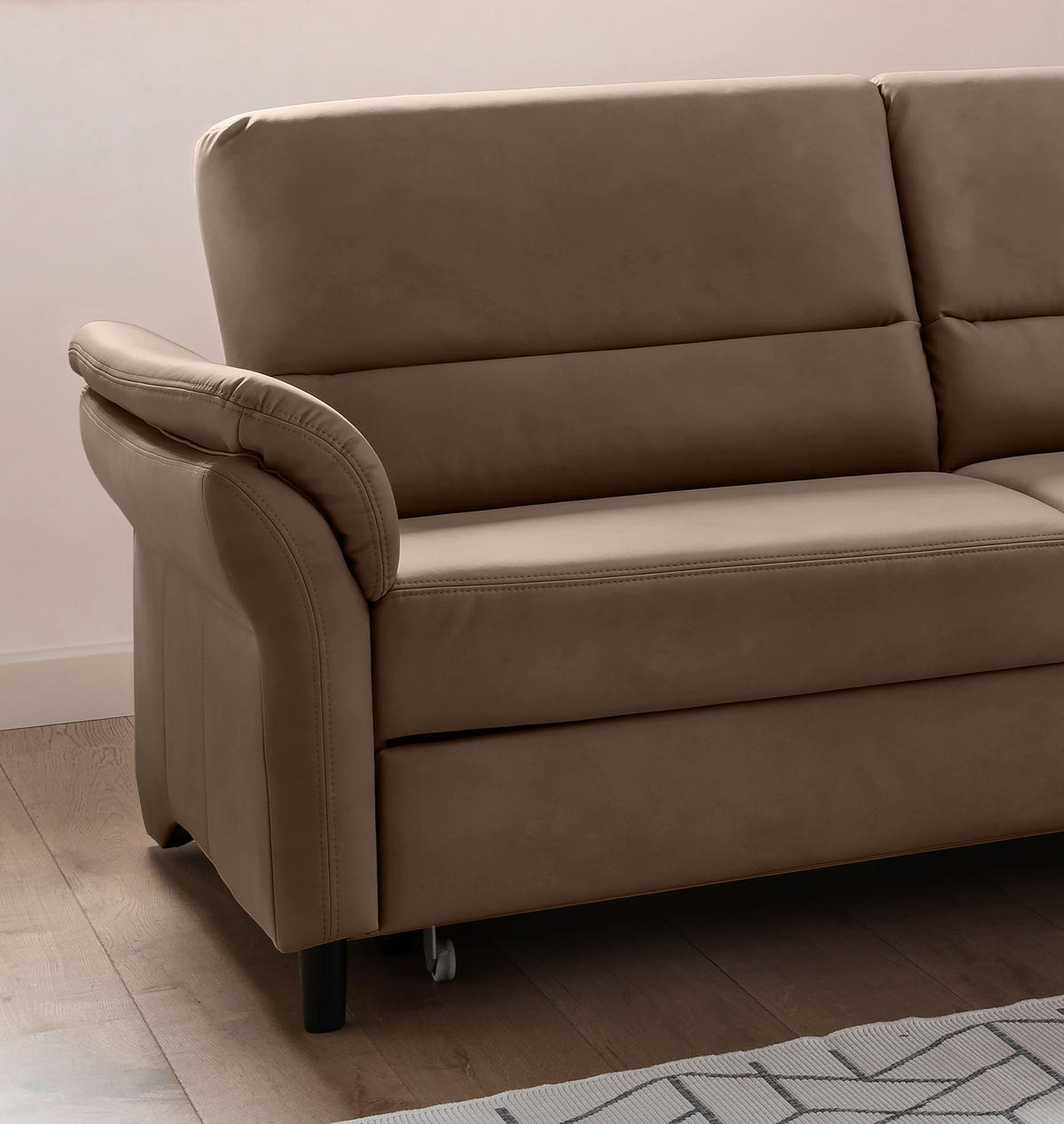 ECKSOFA in Lederlook Braun  - Schwarz/Braun, Modern, Holz/Textil (279/176cm) - Livetastic