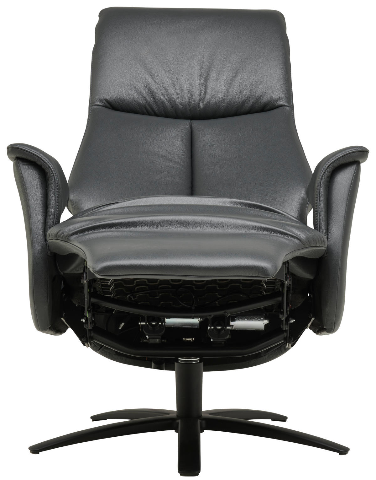 RELAXSESSEL in Leder Anthrazit  - Anthrazit/Schwarz, Design, Leder/Metall (76/111/86cm) - Welnova
