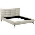 POLSTERBETT 180/200 cm,  in Creme, gepolstertes Kopfteil,  - Creme/Schwarz, Design, Leder/Metall (180/200cm) - Esposa