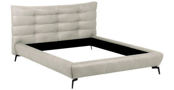 POLSTERBETT 180/200 cm,  in Creme, gepolstertes Kopfteil,  - Creme/Schwarz, Design, Leder/Metall (180/200cm) - Esposa