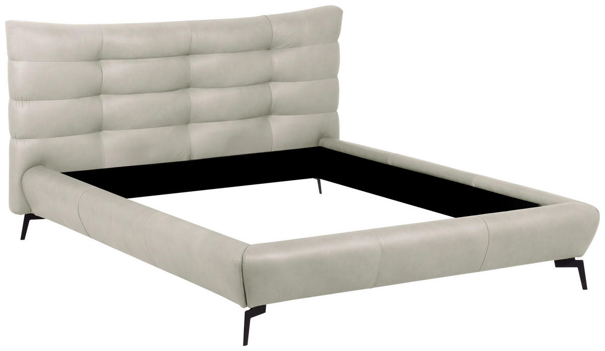 POLSTERBETT gepolstertes Kopfteil Creme 180/200 cm  - Creme/Schwarz, Design, Leder/Metall (180/200cm) - Esposa